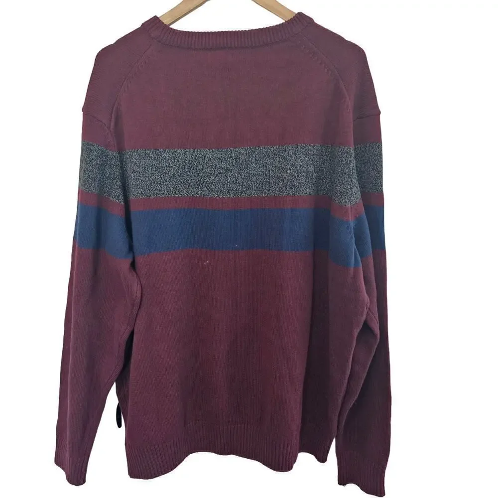 Izod Sweater Mens Size XXL Knit Burgundy Pullover Cotton Soft Natural Stretch